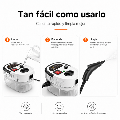 Limpiador a Vapor Portátil 2500W PRO™ – Limpieza Profunda, Menos Esfuerzo