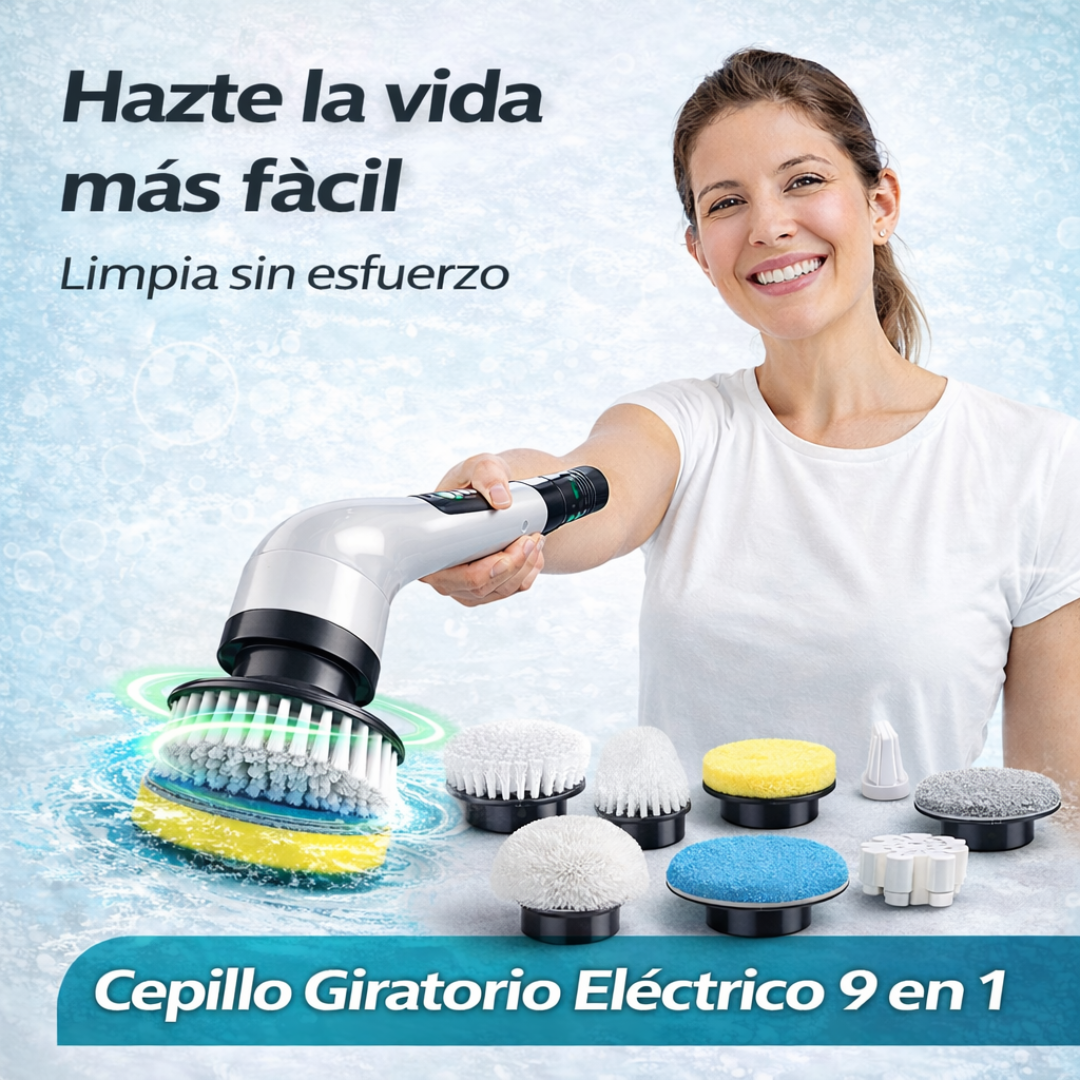 Cepillo Eléctrico Giratorio 9 en 1 – Transforma tu Rutina de Limpieza